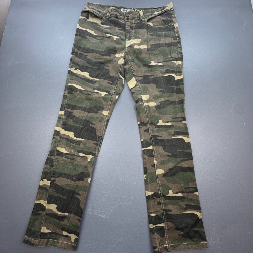 Free World Messenger Camo Pants Women's 34 Skinny Fit Streetwear Urban Casual